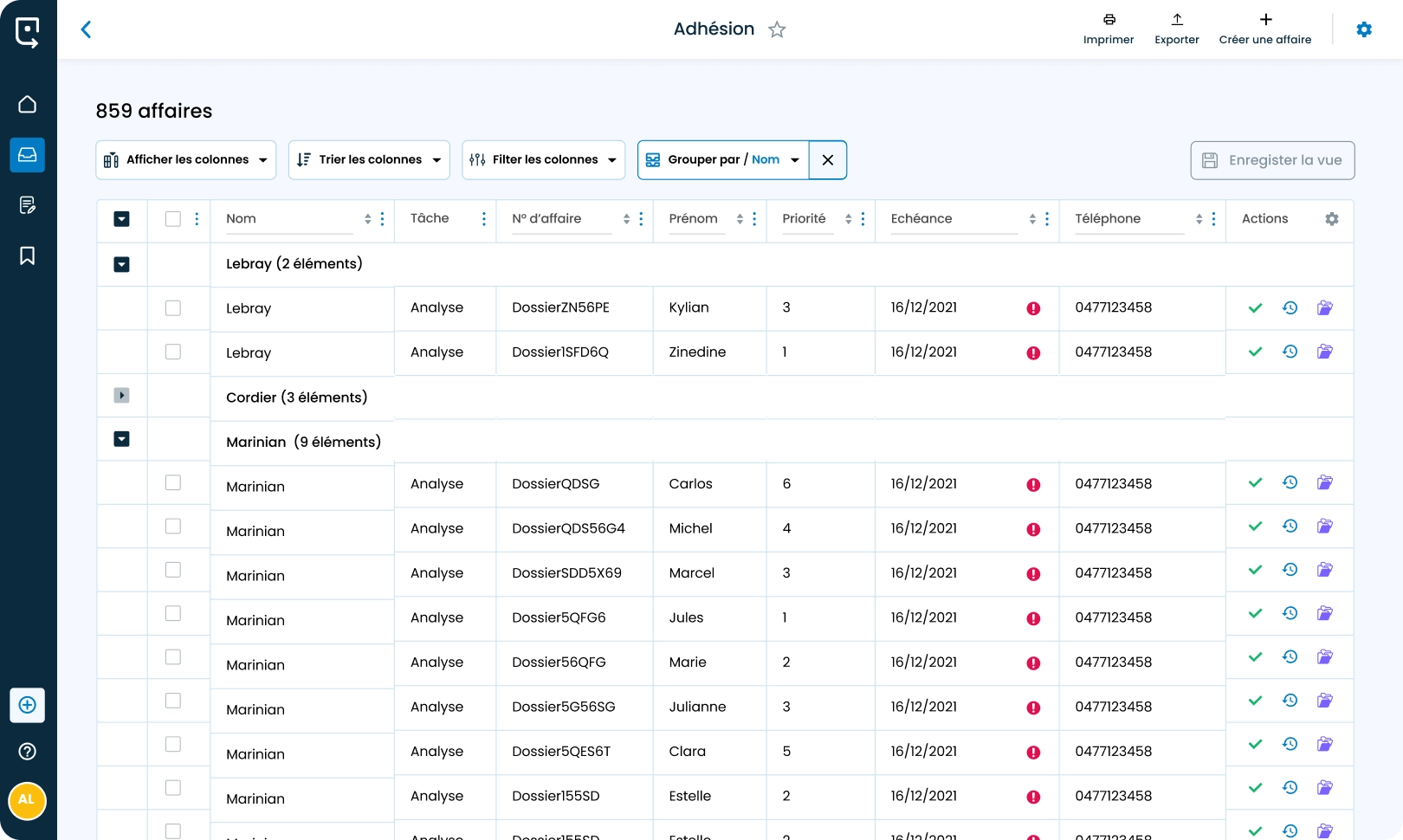 Sqalia Content Management - visualisation dossiers